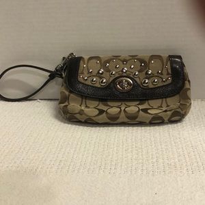 Coach Signature Fabric Wristlet, Brown